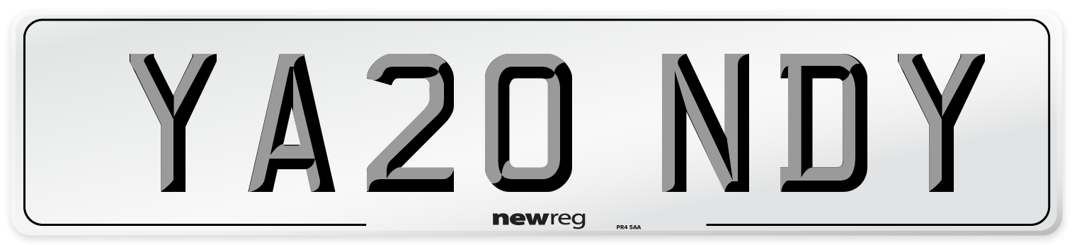 YA20 NDY Number Plate from New Reg